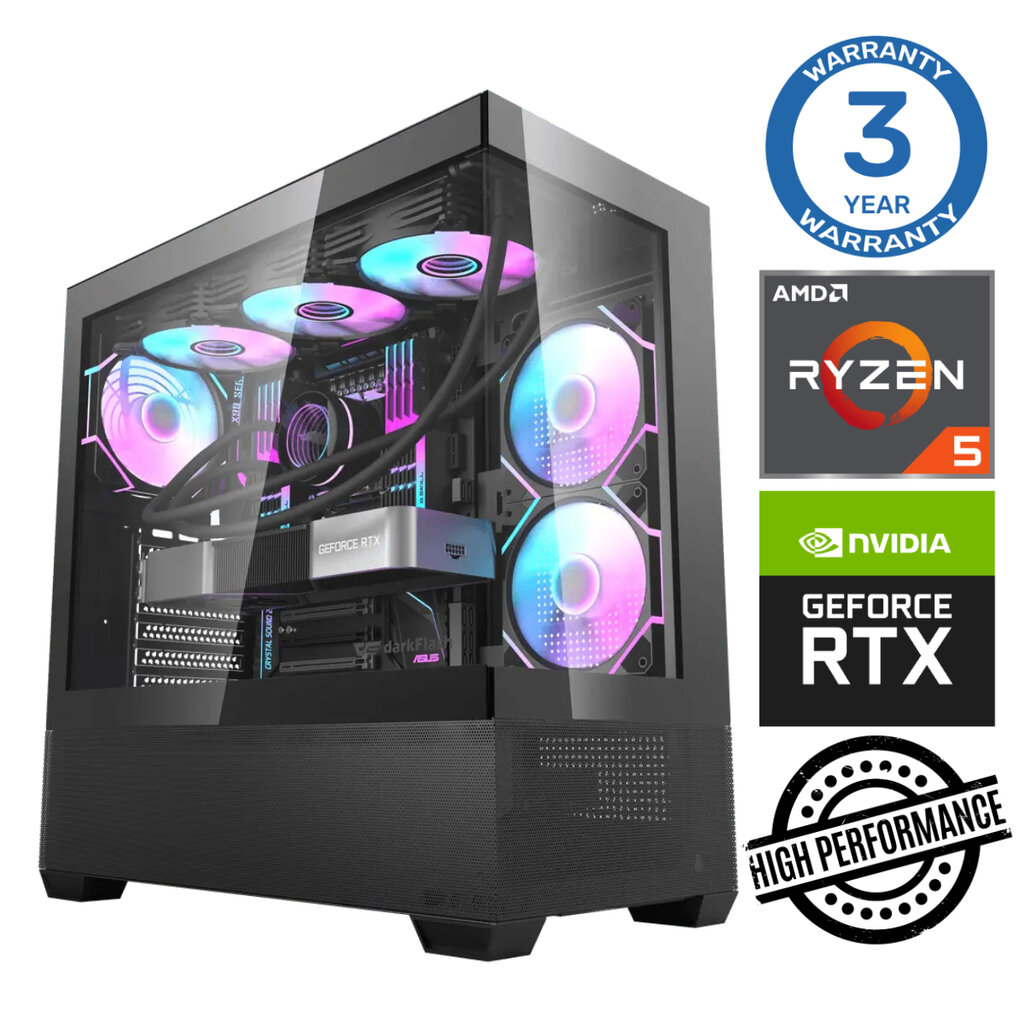 INTOP Ryzen 5 7500F 32GB DDR5 1TB SSD M.2 NVME RTX4070 SUPER 12GB no-OS цена и информация | Stacionarūs kompiuteriai | pigu.lt