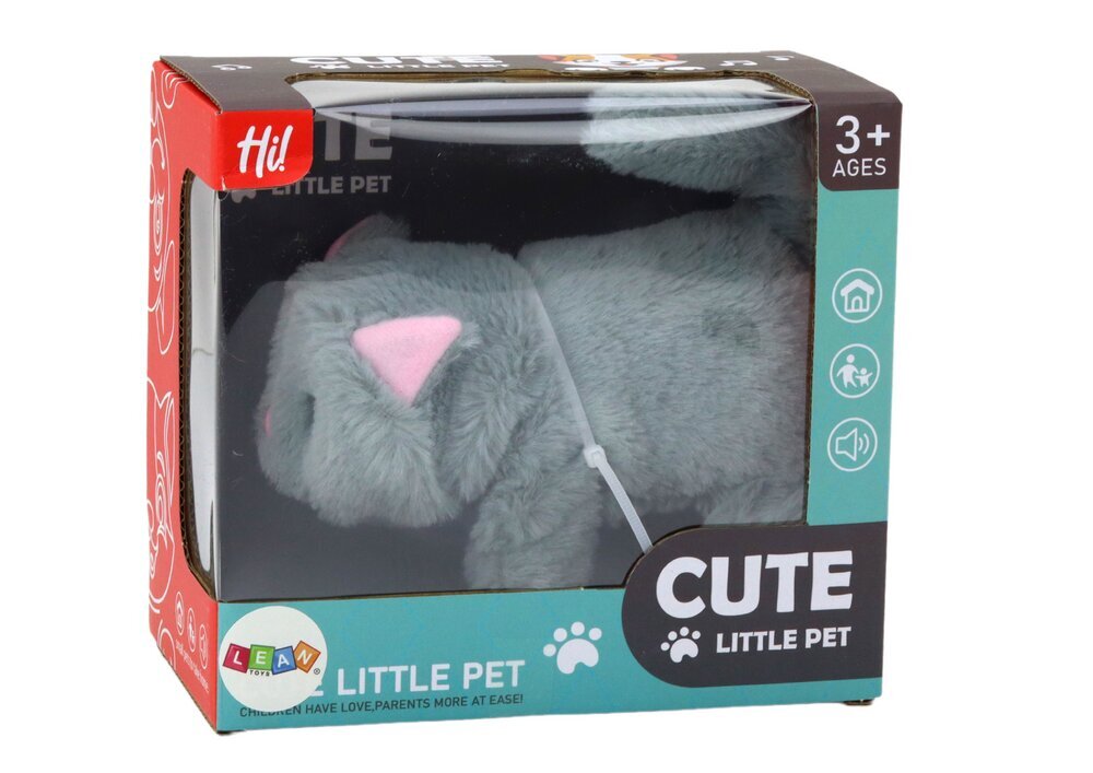 Interaktyvus pliušinis kačiukas Lean Toys, pilkas kaina ir informacija | Žaislai mergaitėms | pigu.lt