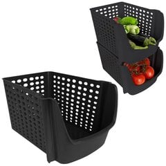 контейнер для овощей и фруктов, черный, 29x21x16 см цена и информация | Тумба с ящиками Versa | pigu.lt