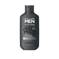 Dušo želė plaukams, kūnui ir veidui Oriflame 3-in-1 North For Men Active Carbon vyrams, 250 ml kaina ir informacija | Dušo želė, aliejai | pigu.lt