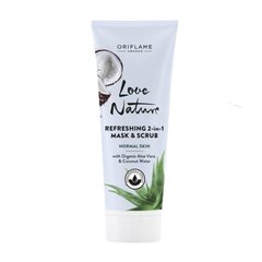 Veido kaukė ir šveitiklis viename Oriflame Refreshing 2-in-1 Love Nature, 75 ml kaina ir informacija | Veido prausikliai, valikliai | pigu.lt