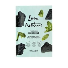 Valomasis galvos šveitiklis Oriflame Love Nature, su medžio anglimi ir mėtomis, 20 ml kaina ir informacija | Priemonės plaukų stiprinimui | pigu.lt