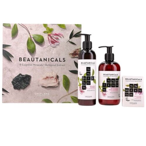 Kūno priežiūros rinkinys Oriflame Beautanicals moterims: šampūnas + želė + muilas kaina ir informacija | Dušo želė, aliejai | pigu.lt