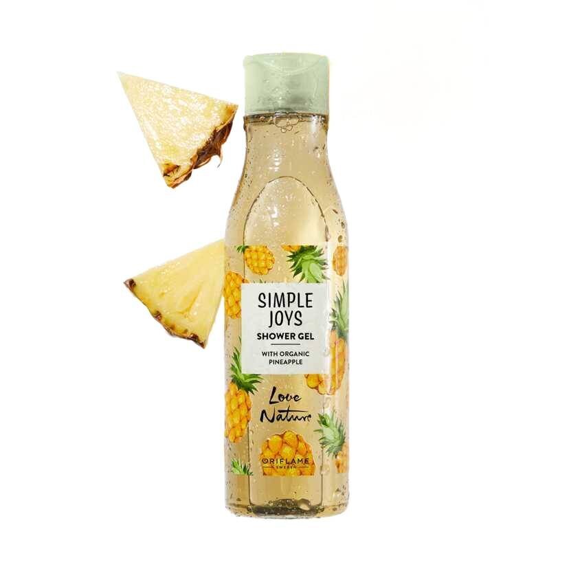 Dušo gelis Oriflame Simple Joys Love Nature Shower Gel With Organic Pineapple, 250 ml kaina ir informacija | Dušo želė, aliejai | pigu.lt