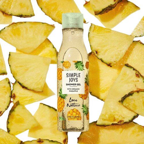 Dušo gelis Oriflame Simple Joys Love Nature Shower Gel With Organic Pineapple, 250 ml kaina ir informacija | Dušo želė, aliejai | pigu.lt