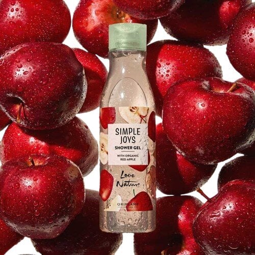 Dušo gelis Oriflame Simple Joys Love Nature Shower Gel With Organic Red Apple, 250 ml kaina ir informacija | Dušo želė, aliejai | pigu.lt