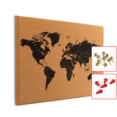 Kamštinė lenta Pasaulio žemėlapis, be rėmo, 60x40 cm kaina ir informacija | Kanceliarinės prekės | pigu.lt