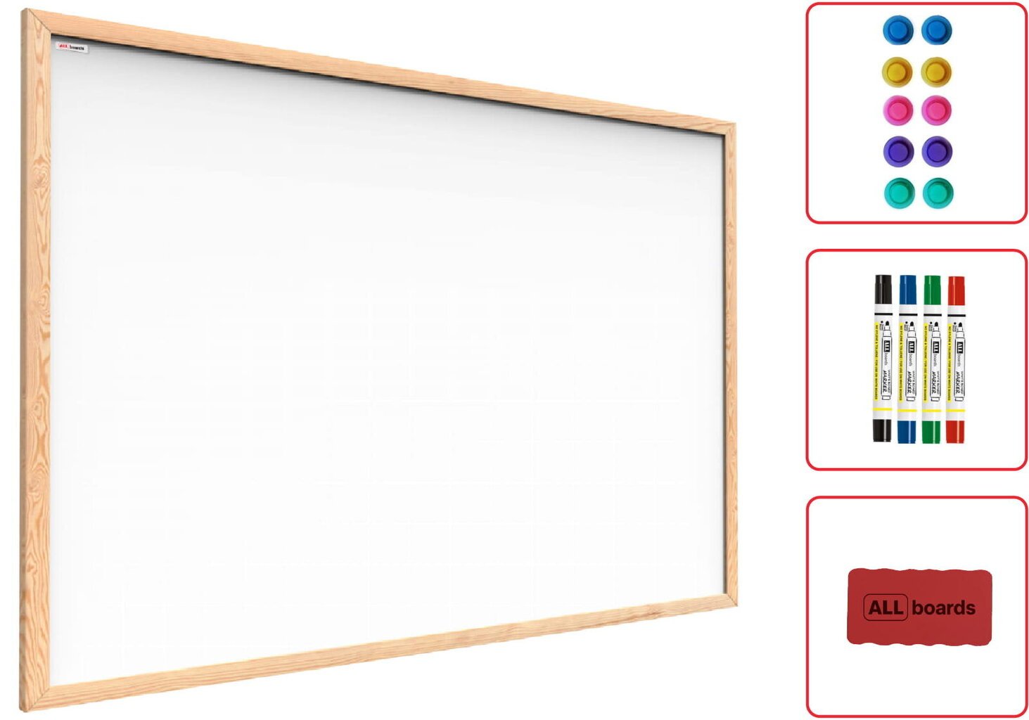 Magnetinė lenta su mediniu rėmu Allboards, 100x80 cm kaina ir informacija | Kanceliarinės prekės | pigu.lt