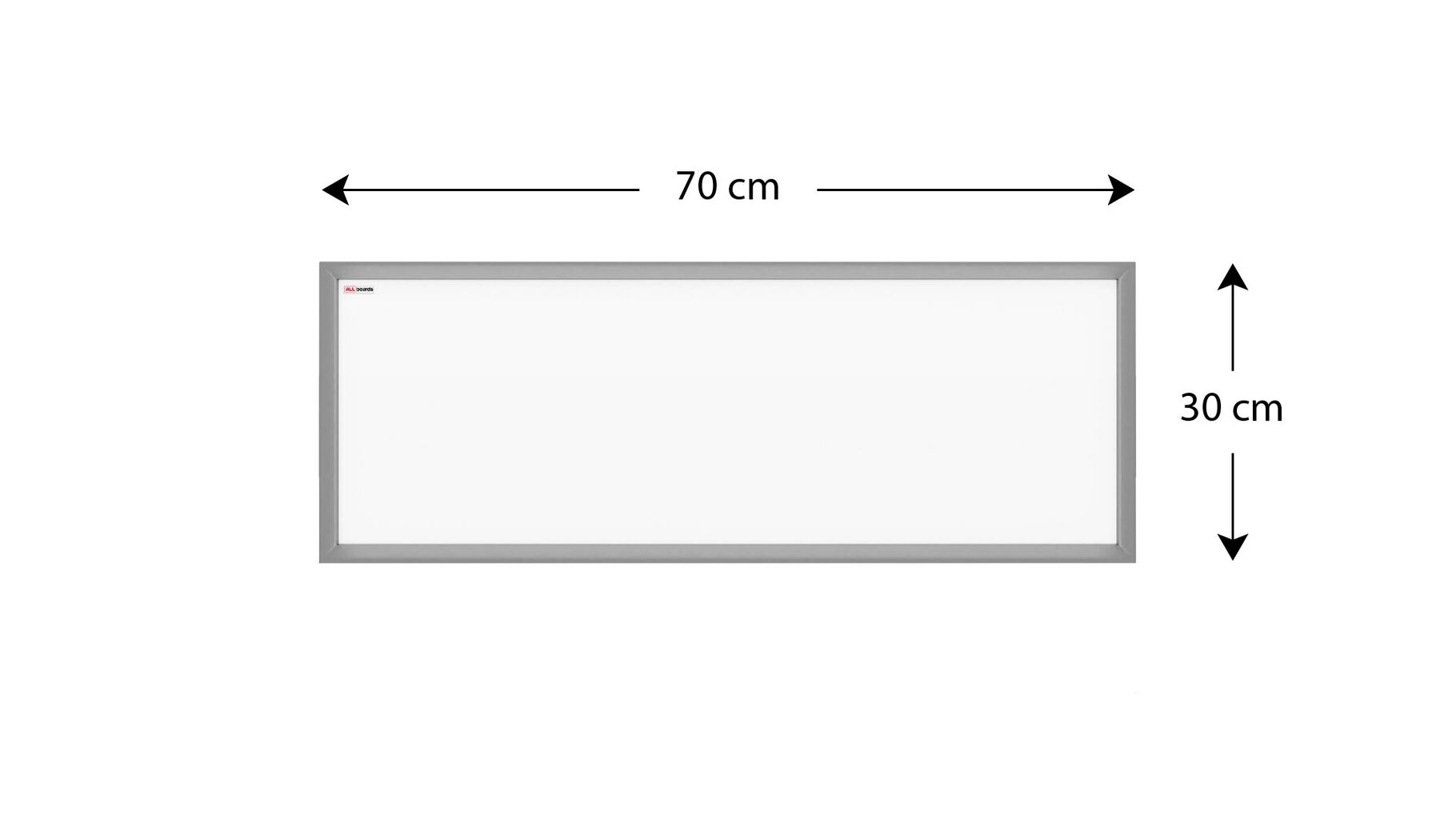 Magnetinė lenta su sidabriniu rėmu, 30x70 cm kaina ir informacija | Kanceliarinės prekės | pigu.lt