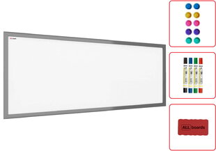 Magnetinė lenta su sidabriniu rėmu, 30x70 cm цена и информация | Канцелярские товары | pigu.lt