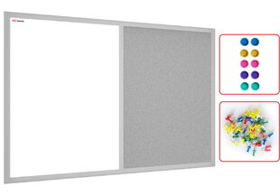 Kamštinė magnetinė lenta Combi, pilka, 90x60 cm kaina ir informacija | Kanceliarinės prekės | pigu.lt