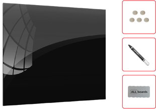 Magnetinė stiklinė lenta Allboards 50x50 cm, juoda kaina ir informacija | Kanceliarinės prekės | pigu.lt