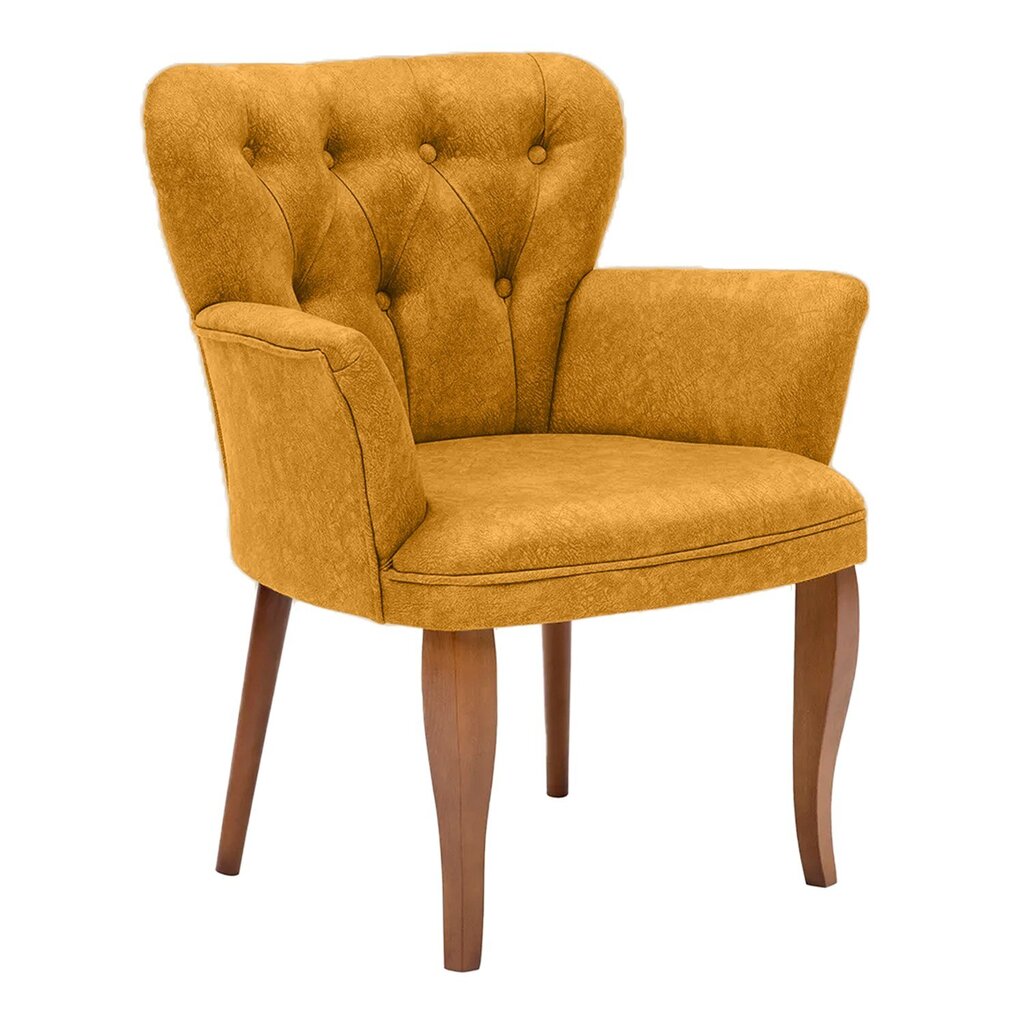 Fotelis Kalune Design Paris Walnut Wooden, geltona/ruda цена и информация | Svetainės foteliai | pigu.lt