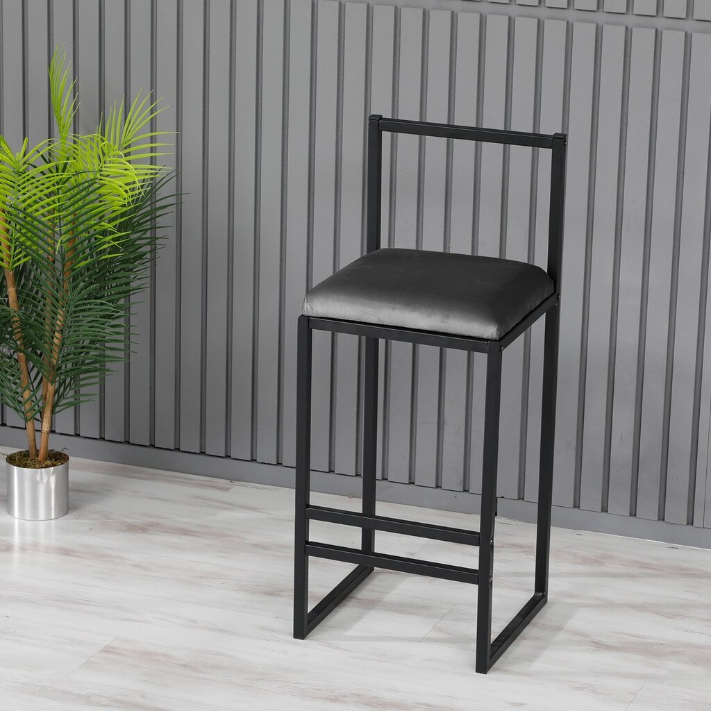 Baro kėdė Nordic, juoda/pilka цена и информация | Virtuvės ir valgomojo kėdės | pigu.lt
