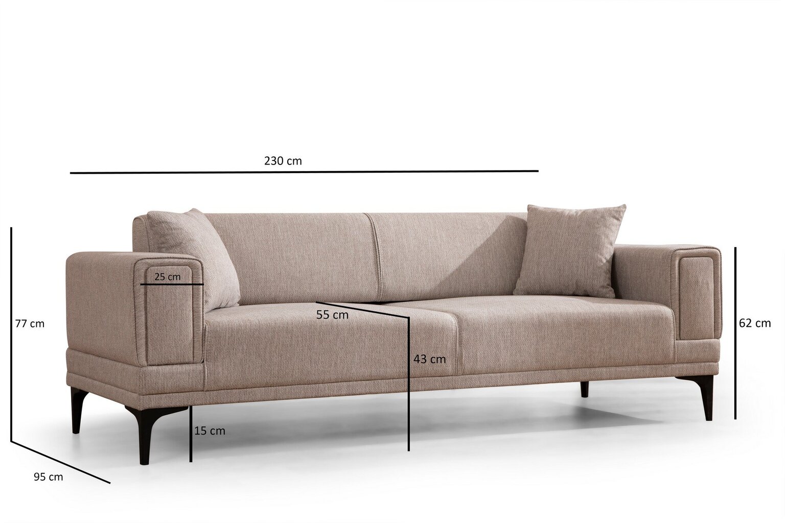 Sofa-lova Horizon, smėlio spalvos kaina ir informacija | Sofos | pigu.lt