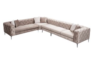 Угловой диван COMO - L-образный мягкий уголок (цвет: бежевый, оттоманка: справа) цена и информация | Угловые диваны | pigu.lt