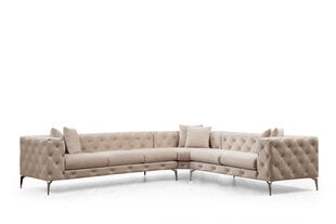 Угловой диван COMO - L-образный мягкий уголок (цвет: бежевый, оттоманка: справа) цена и информация | Угловые диваны | pigu.lt
