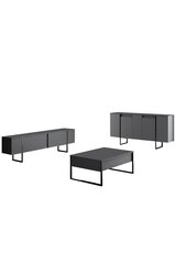 3-ių dalių svetainės baldų komplektas Asir Luxe, pilkas/juodas kaina ir informacija | Sekcijos | pigu.lt