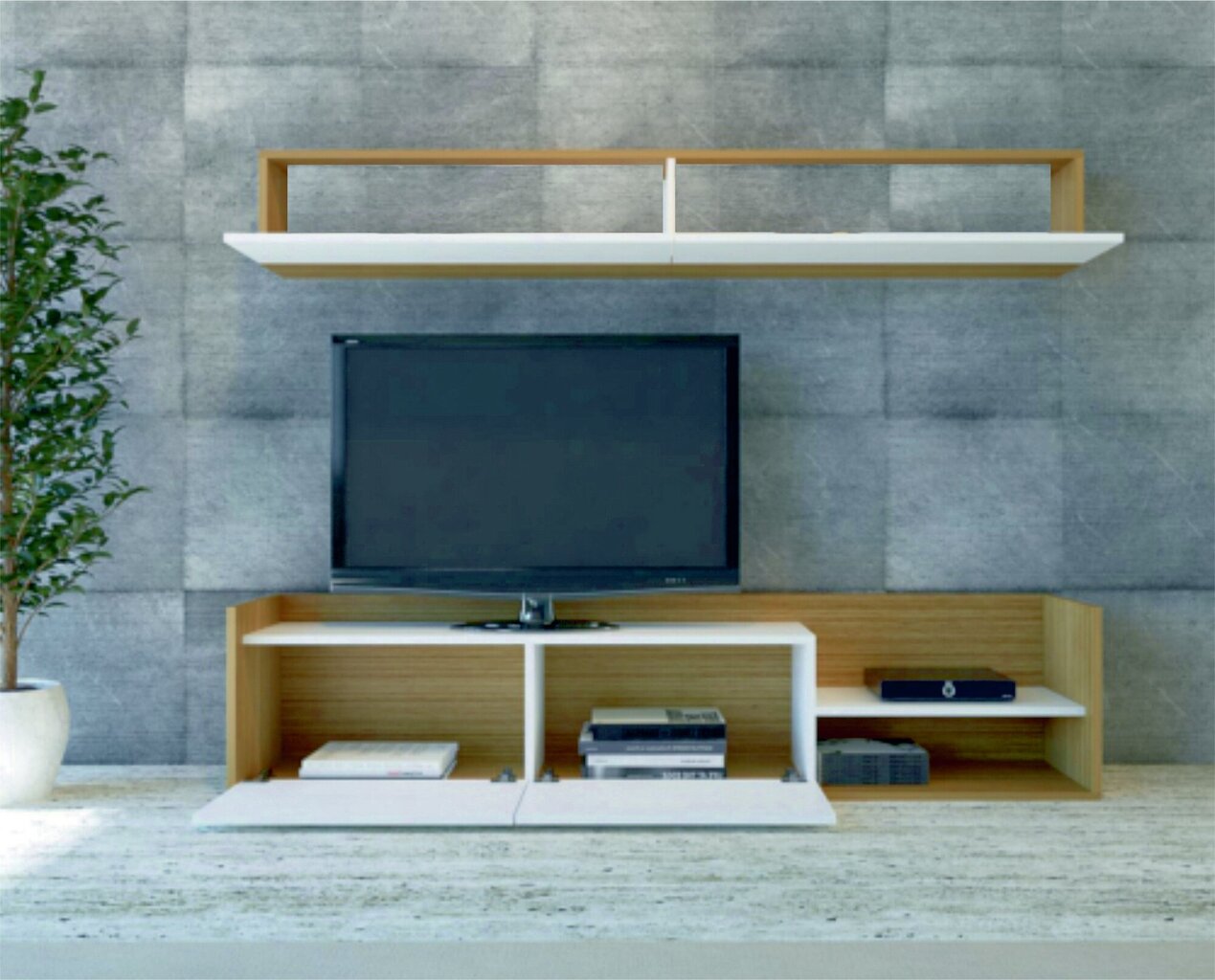 2-ių dalių svetainės baldų komplektas Kalune Design Kale, rudas/baltas kaina ir informacija | Sekcijos | pigu.lt