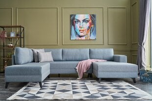 Kampinė sofa-lova Efsun, mėlyna kaina ir informacija | Minkšti kampai | pigu.lt