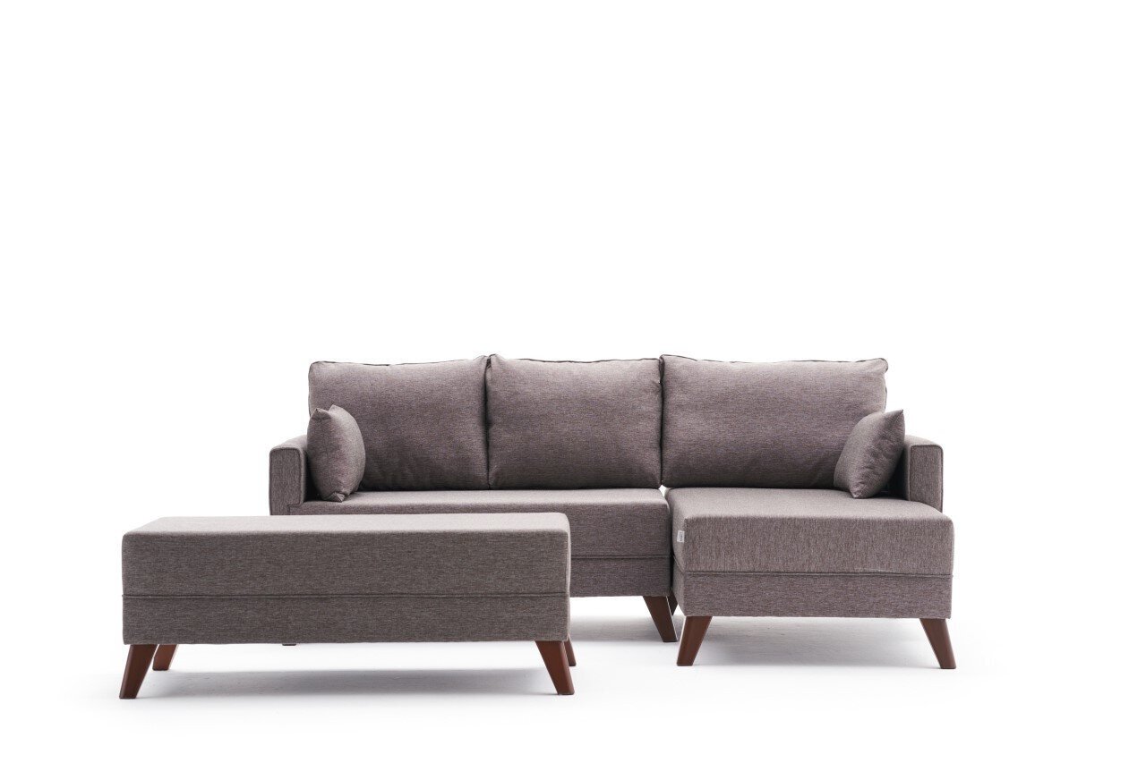 Kampinė sofa-lova Bella Mini Right, ruda kaina ir informacija | Minkšti kampai | pigu.lt