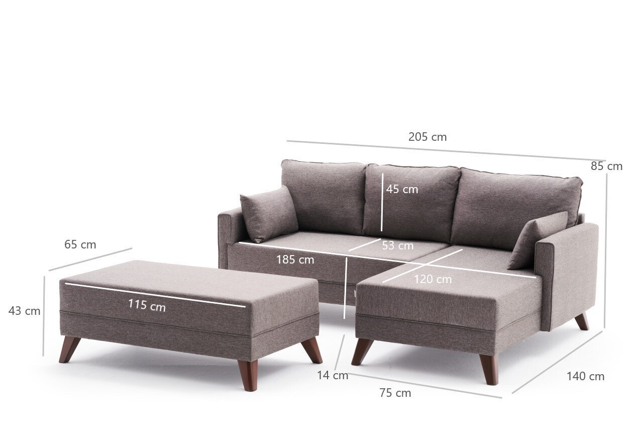 Kampinė sofa-lova Bella Mini Right, ruda kaina ir informacija | Minkšti kampai | pigu.lt