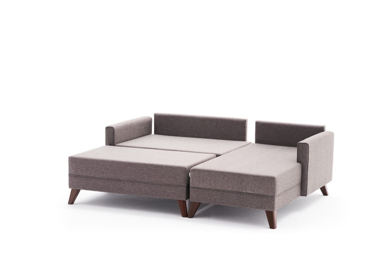 Kampinė sofa-lova Bella Mini Right, ruda kaina ir informacija | Minkšti kampai | pigu.lt