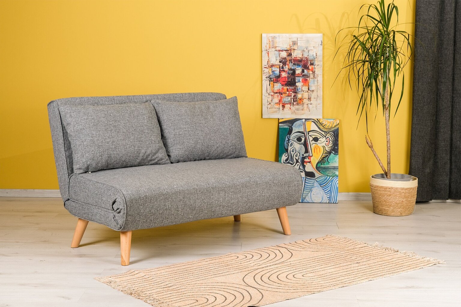 Sofa-lova Folde, pilka kaina ir informacija | Sofos | pigu.lt