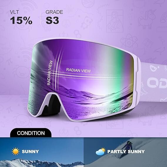 Vaikiški slidinėjimo akiniai Odoland MITUV, violetiniai kaina ir informacija | Slidinėjimo akiniai | pigu.lt