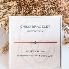 Детский браслет удачи из красной нити с серебряным* крестом цена и информация | Аксессуары для детей | pigu.lt