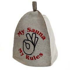 Lininė pirties kepurė Classik su siuvinėjimu My sauna My rules kaina ir informacija | Saunos, pirties aksesuarai | pigu.lt