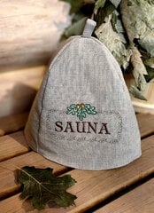 Lininė pirties kepurė Classik su siuvinėjimu Sauna kaina ir informacija | Saunos, pirties aksesuarai | pigu.lt