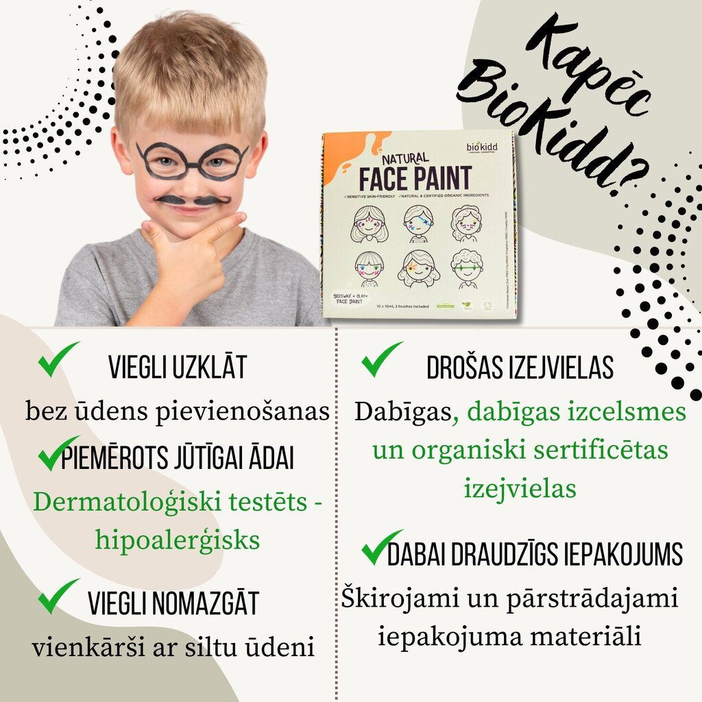 Veido dažų rinkinys BioKidd, 10x10 ml kaina ir informacija | Kosmetika vaikams ir mamoms | pigu.lt