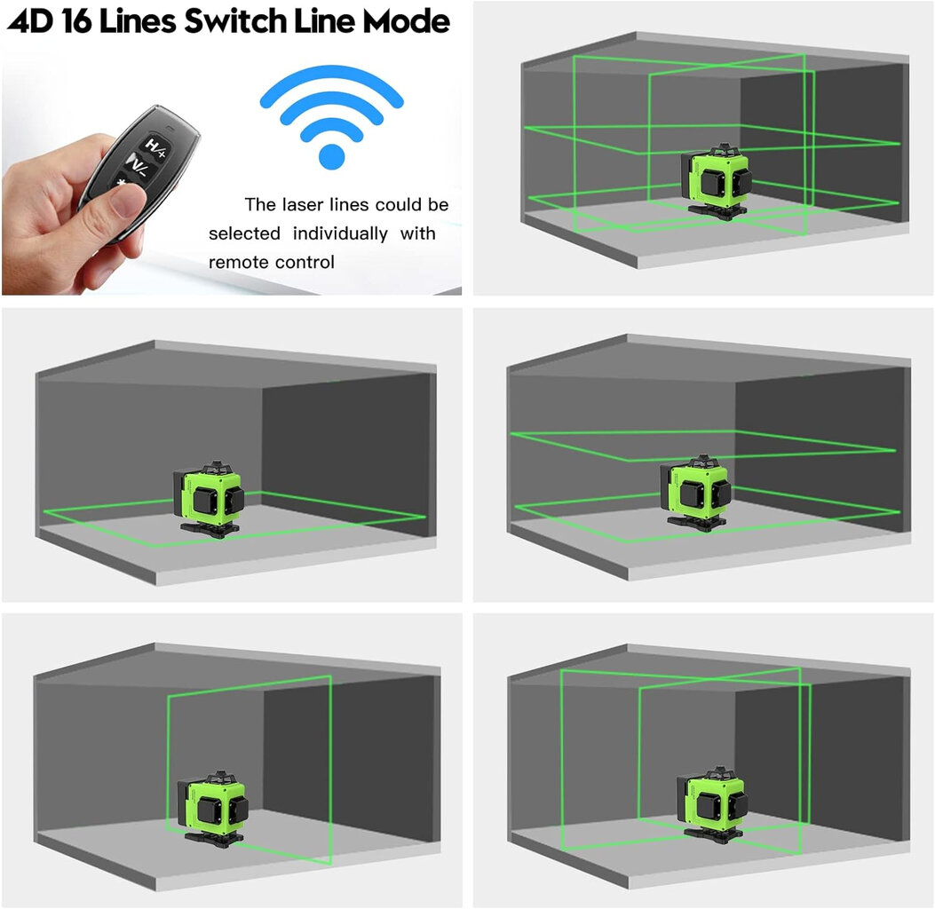 4 x 360° Linijinis lazerinis nivelyras kaina ir informacija | Mechaniniai įrankiai | pigu.lt