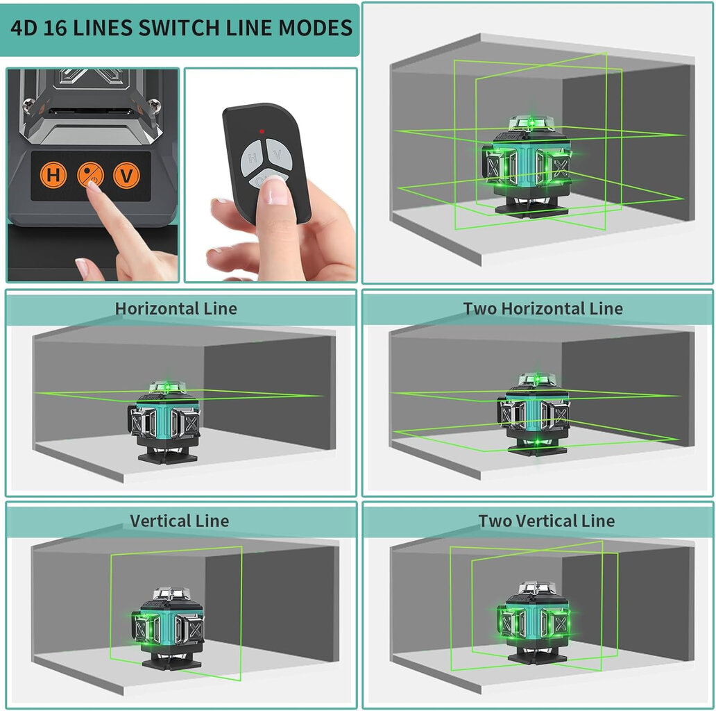 Linijinis lazerinis nivelyras 4 x 360° цена и информация | Mechaniniai įrankiai | pigu.lt