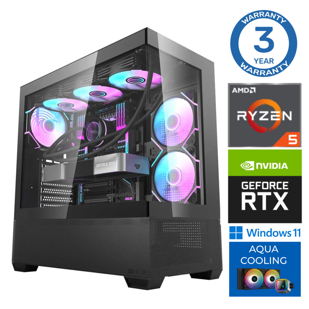 INTOP AQUA Ryzen 5 7600X 32GB DDR5 1TB SSD M.2 NVME RTX4060 8GB WIN11Pro цена и информация | Stacionarūs kompiuteriai | pigu.lt