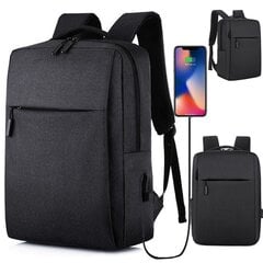 Kuprinė su USB jungtimi, juoda цена и информация | Рюкзаки и сумки | pigu.lt