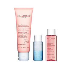 Kosmetikos rinkinys Clarins: prausiklis, 125 ml + akių makiažo valiklis, 30 ml + tonikas, 50 ml kaina ir informacija | Veido prausikliai, valikliai | pigu.lt