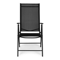 2 sulankstomų plieninių sodo kėdžių su reguliuojamu atlošu rinkinys ModernHome - juodas kaina ir informacija | Lauko baldų komplektai | pigu.lt