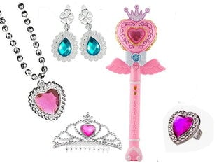 Набор принцессы палочка проектор диадема ожерелье серьги наряд цена и информация | Карнавальные костюмы | pigu.lt