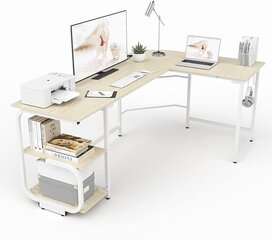 Stalas su lentynomis, baltas цена и информация | Компьютерные, письменные столы | pigu.lt