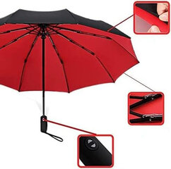 Зонты 10K двухслойные, ветрозащитные, автоматические (красный/черный) цена и информация | Женские зонты | pigu.lt