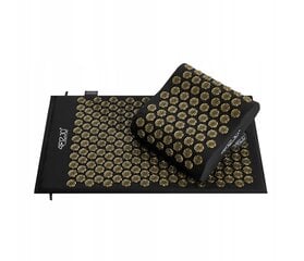Akupresūros masažinis kilimėlis su pagalve 4Phisjo, 68x42cm, juodas kaina ir informacija | Masažo reikmenys | pigu.lt