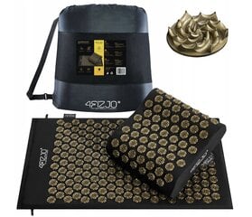 Akupresūros masažinis kilimėlis su pagalve 4Phisjo, 68x42cm, juodas kaina ir informacija | Masažo reikmenys | pigu.lt