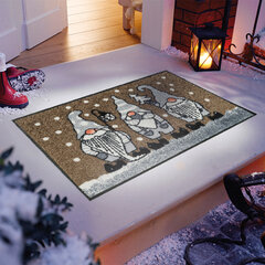 Kleen-Tex durų kilimėlis Christmas Gnomes Beige 50x75 cm kaina ir informacija | Durų kilimėliai | pigu.lt