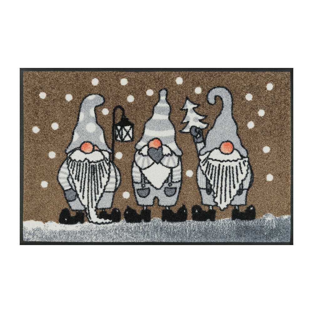 Kleen-Tex durų kilimėlis Christmas Gnomes Beige 50x75 cm kaina ir informacija | Durų kilimėliai | pigu.lt