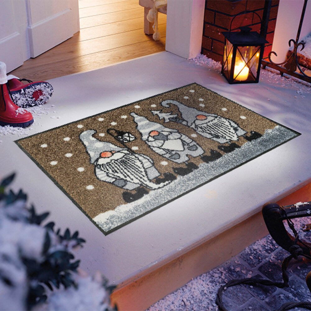 Kleen-Tex durų kilimėlis Christmas Gnomes Beige 40x60 cm kaina ir informacija | Durų kilimėliai | pigu.lt