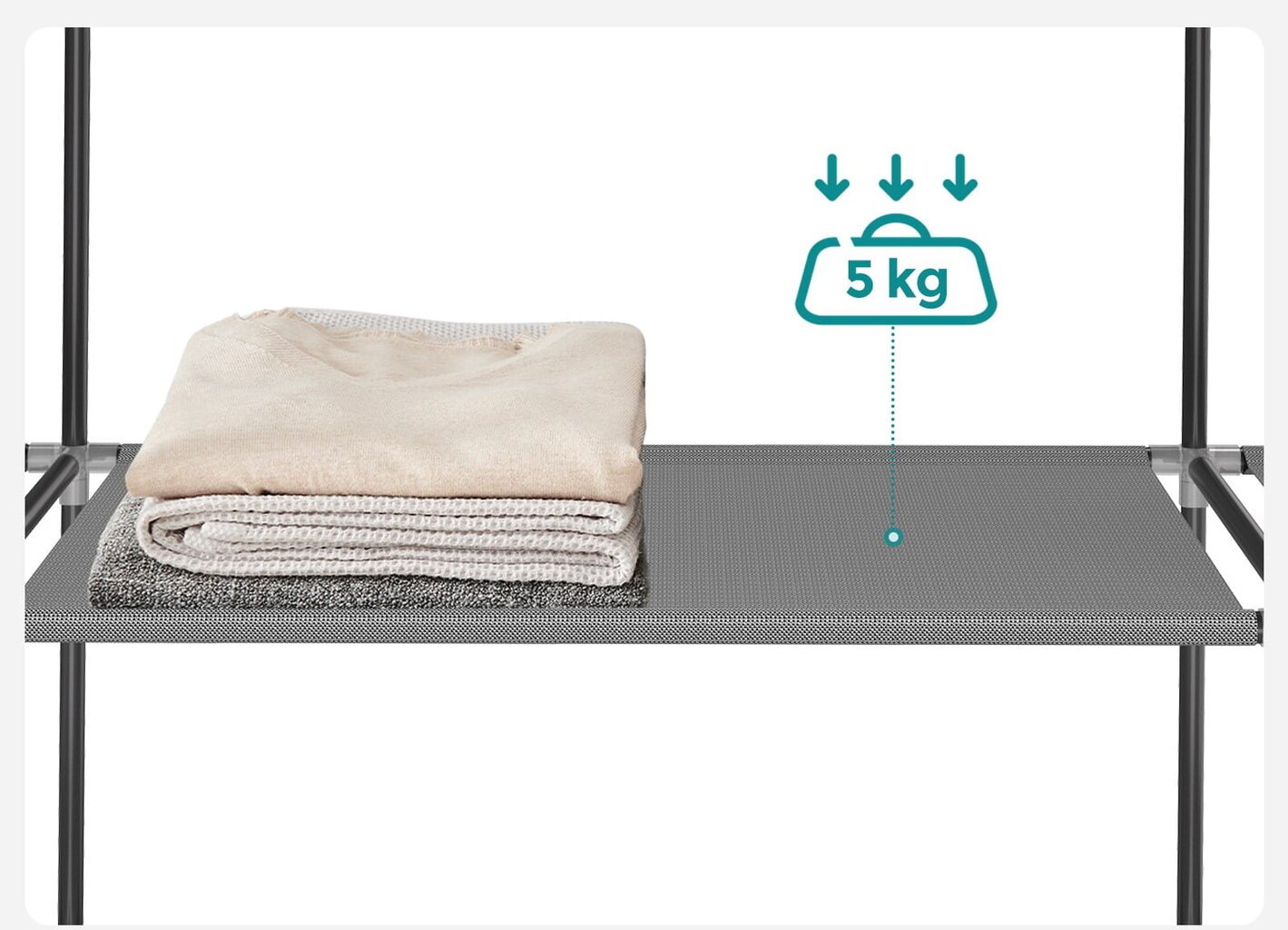 Tekstilinė spinta, pilka kaina ir informacija | Spintos | pigu.lt