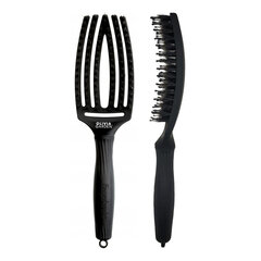 Olivia Garden Fingerbrush Combo Full Black, щетка с волосом из дикого кабана, средний размер цена и информация | Расчески, щетки для волос, ножницы | pigu.lt