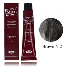 Plaukų dažai vyrams Lisap Man Hair Color, Brown N.2, 60 ml kaina ir informacija | Plaukų dažai | pigu.lt